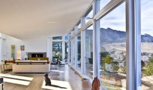 living room with expansive windows