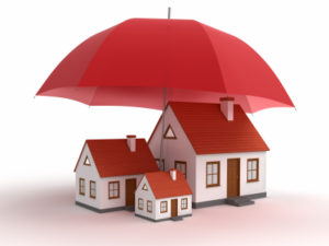 image of house under a large red umbrella